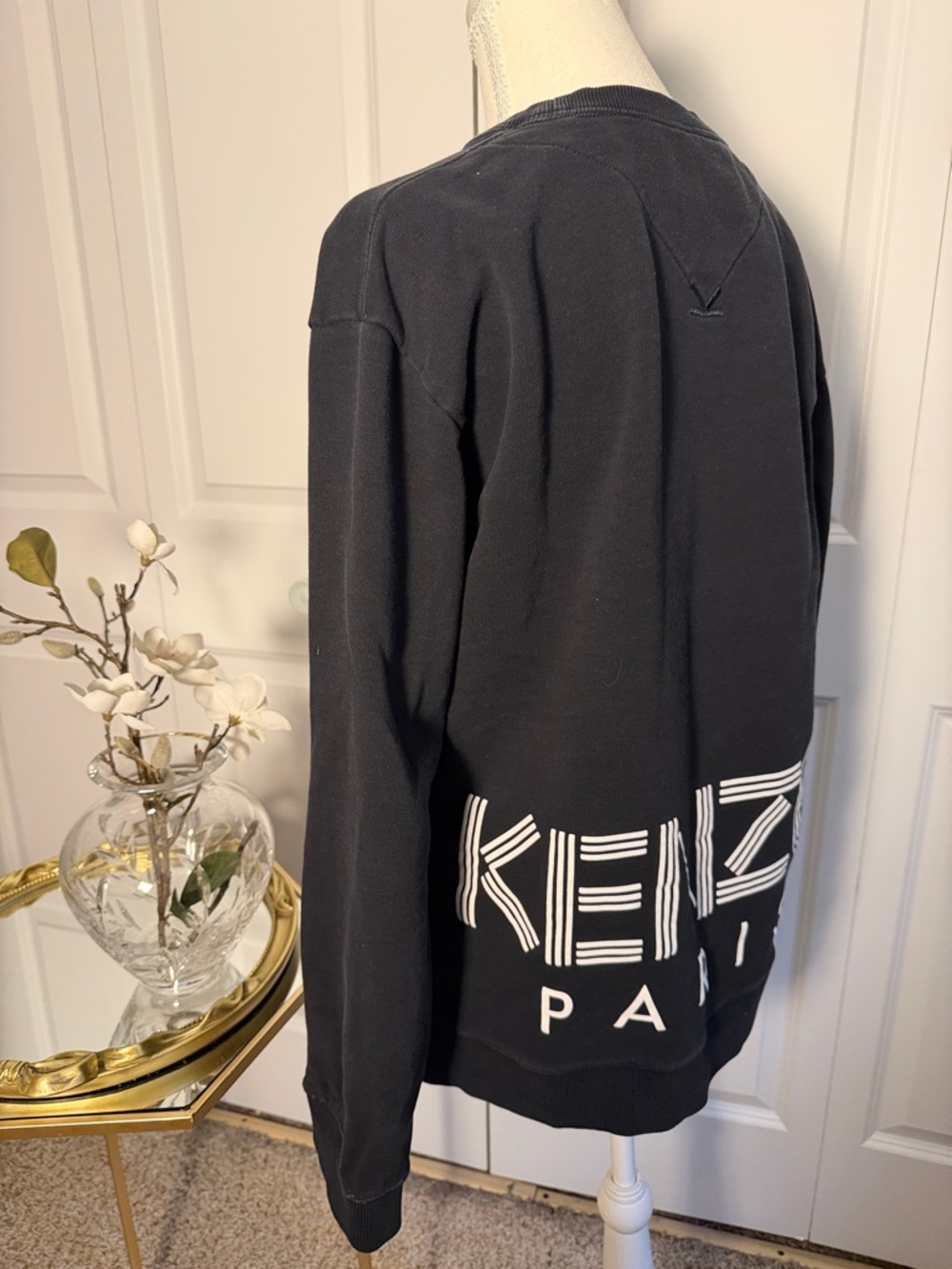 Kenzo Black Crewneck Sweatshirt with White Paris Logo